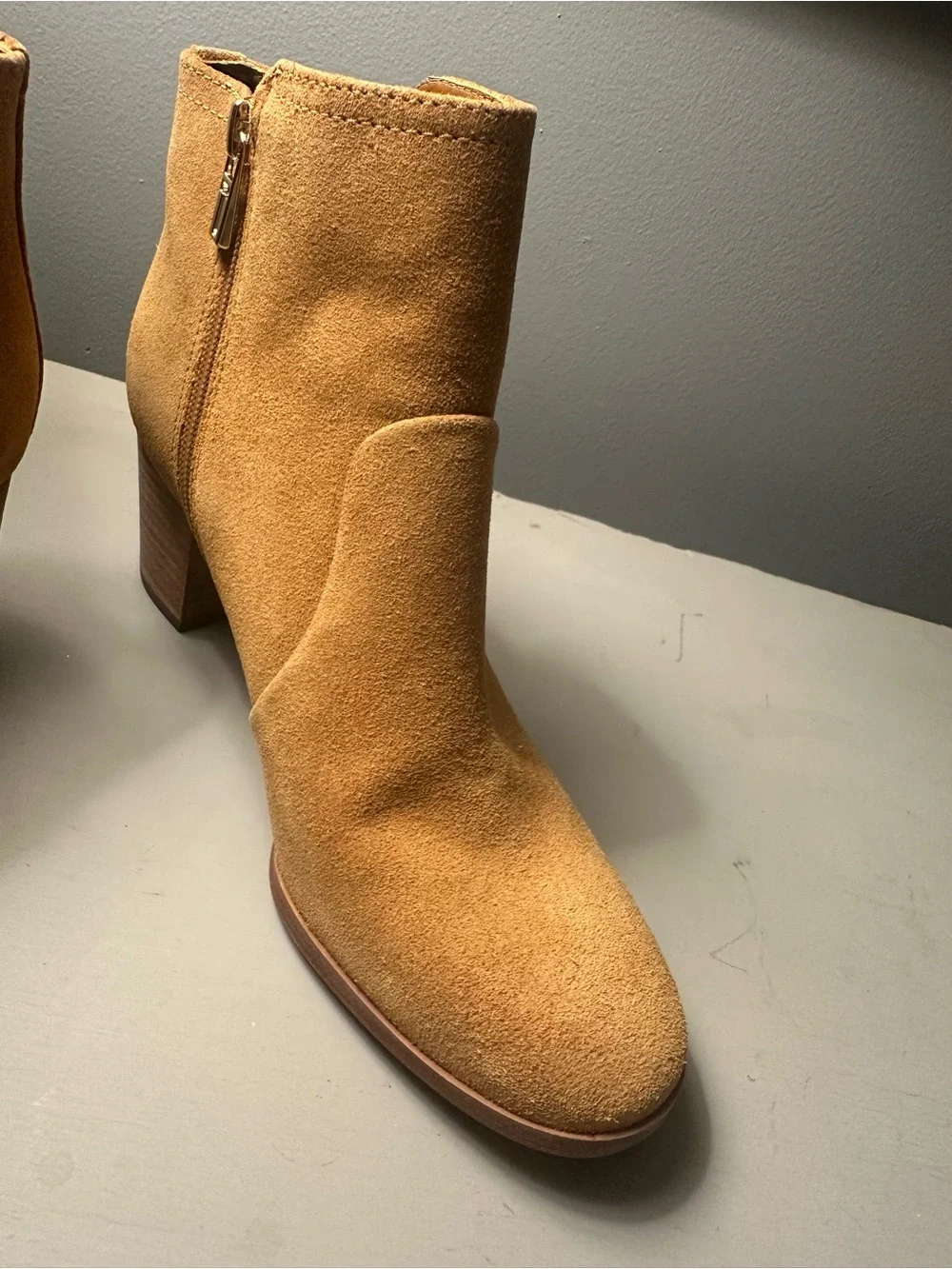 Tory Burch Golden Mustard Suede Ankle Boots